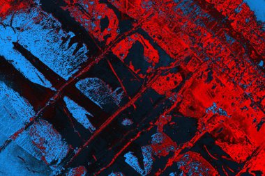 Kırmızı ve mavi renkli grungy duvar, desenli arka plan