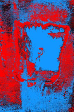 Kırmızı ve mavi renkli grungy duvar, desenli arka plan