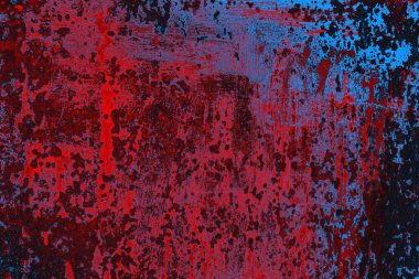 Kırmızı ve mavi renkli grungy duvar, desenli arka plan