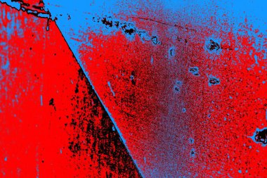 Kırmızı ve mavi renkli grungy duvar, desenli arka plan