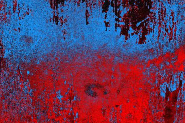 Kırmızı ve mavi renkli grungy duvar, desenli arka plan