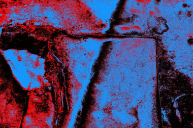 Kırmızı ve mavi renkli grungy duvar, desenli arka plan