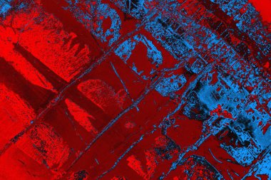 Kırmızı ve mavi renkli grungy duvar, desenli arka plan