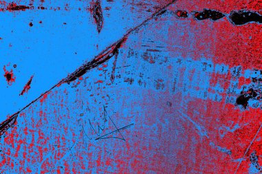 Kırmızı ve mavi renkli grungy duvar, desenli arka plan