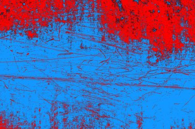 Kırmızı ve mavi renkli grungy duvar, desenli arka plan