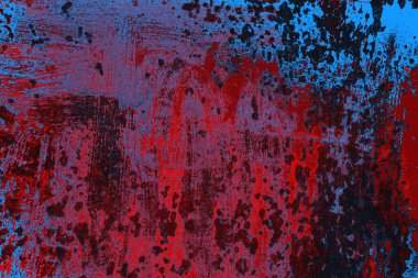 Kırmızı ve mavi renkli grungy duvar, desenli arka plan