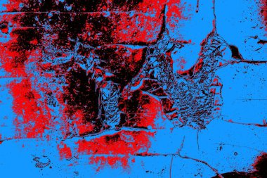 Kırmızı ve mavi renkli grungy duvar, desenli arka plan