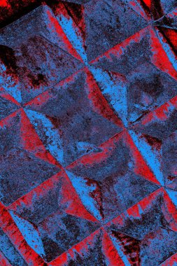 Kırmızı ve mavi renkli grungy duvar, desenli arka plan