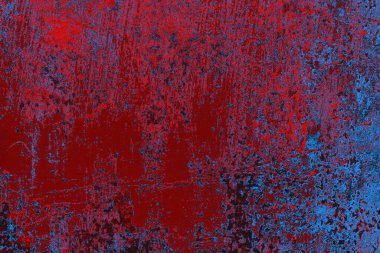 Kırmızı ve mavi renkli grungy duvar, desenli arka plan