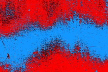 Kırmızı ve mavi renkli grungy duvar, desenli arka plan