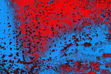 Kırmızı ve mavi renkli grungy duvar, desenli arka plan