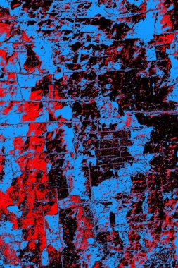 Kırmızı ve mavi renkli grungy duvar, desenli arka plan