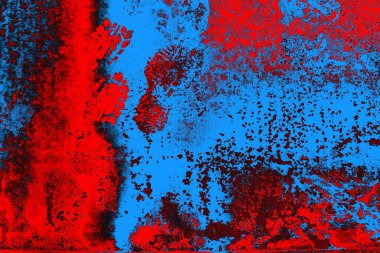 Kırmızı ve mavi renkli grungy duvar, desenli arka plan