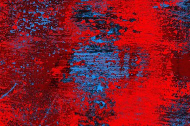 Kırmızı ve mavi renkli grungy duvar, desenli arka plan