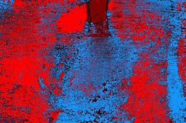 Kırmızı ve mavi renkli grungy duvar, desenli arka plan