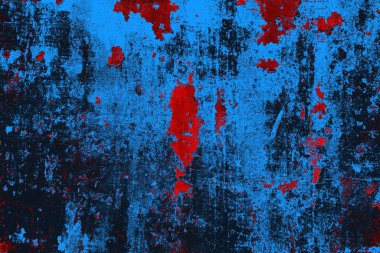 Kırmızı ve mavi renkli grungy duvar, desenli arka plan