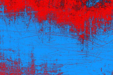 Kırmızı ve mavi renkli grungy duvar, desenli arka plan