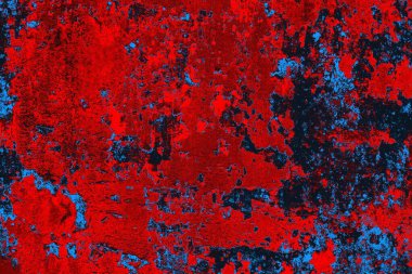 Kırmızı ve mavi renkli grungy duvar, desenli arka plan