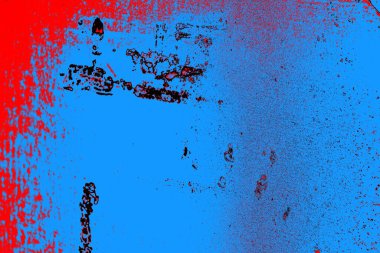 Kırmızı ve mavi renkli grungy duvar, desenli arka plan