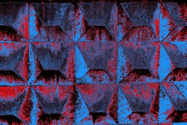 Kırmızı ve mavi renkli grungy duvar, desenli arka plan