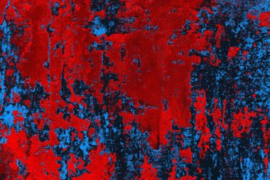 Kırmızı ve mavi renkli grungy duvar, desenli arka plan