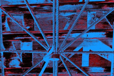 Kırmızı ve mavi renkli grungy duvar, desenli arka plan