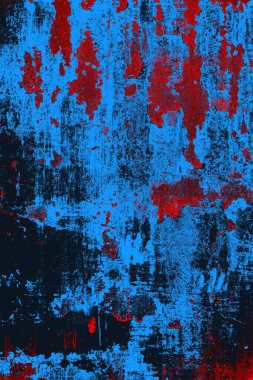 Kırmızı ve mavi renkli grungy duvar, desenli arka plan