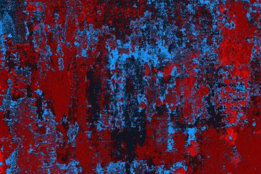 Kırmızı ve mavi renkli grungy duvar, desenli arka plan