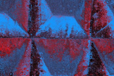 Kırmızı ve mavi renkli grungy duvar, desenli arka plan