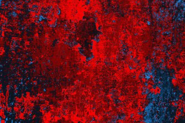Kırmızı ve mavi renkli grungy duvar, desenli arka plan