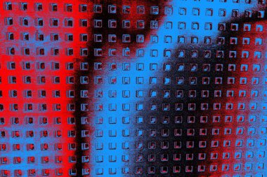 Kırmızı ve mavi renkli grungy duvar, desenli arka plan