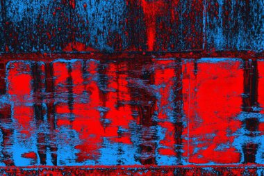 Kırmızı ve mavi renkli grungy duvar, desenli arka plan