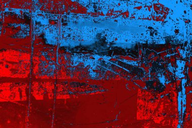 Kırmızı ve mavi renkli grungy duvar, desenli arka plan