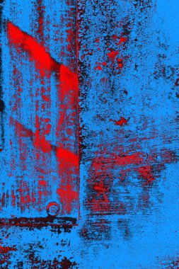 Kırmızı ve mavi renkli grungy duvar, desenli arka plan