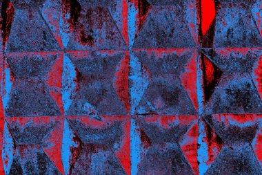 Kırmızı ve mavi renkli grungy duvar, desenli arka plan