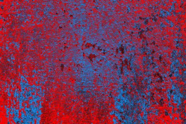 Kırmızı ve mavi renkli grungy duvar, desenli arka plan