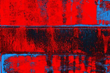 Kırmızı ve mavi renkli grungy duvar, desenli arka plan