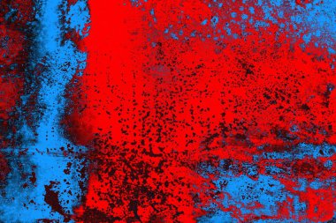 Kırmızı ve mavi renkli grungy duvar, desenli arka plan
