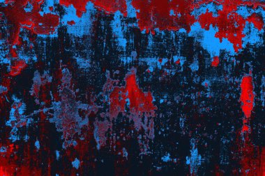 Kırmızı ve mavi renkli grungy duvar, desenli arka plan