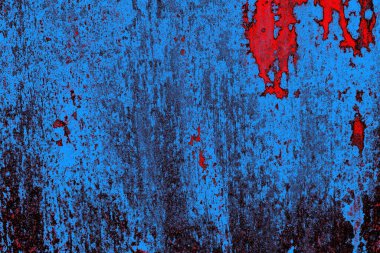 Kırmızı ve mavi renkli grungy duvar, desenli arka plan