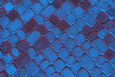 Kırmızı ve mavi renkli grungy duvar, desenli arka plan