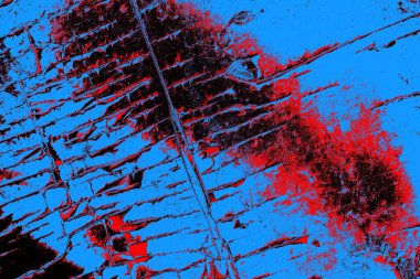 Kırmızı ve mavi renkli grungy duvar, desenli arka plan