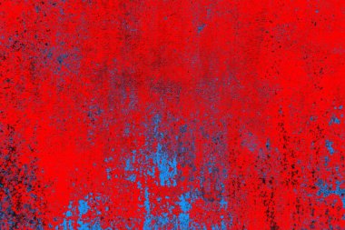 Kırmızı ve mavi renkli grungy duvar, desenli arka plan