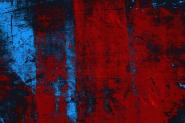 Kırmızı ve mavi renkli grungy duvar, desenli arka plan
