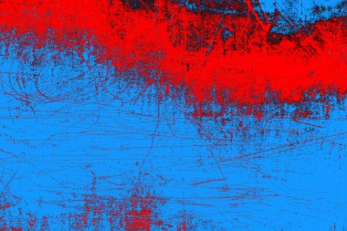 Kırmızı ve mavi renkli grungy duvar, desenli arka plan