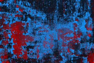 Kırmızı ve mavi renkli grungy duvar, desenli arka plan