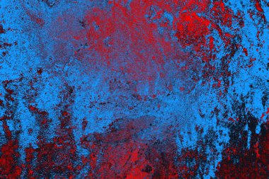 Kırmızı ve mavi renkli grungy duvar, desenli arka plan