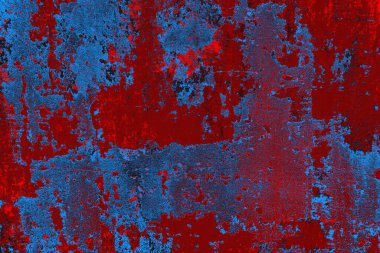 Kırmızı ve mavi renkli grungy duvar, desenli arka plan
