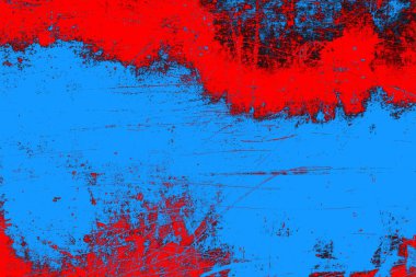 Kırmızı ve mavi renkli grungy duvar, desenli arka plan