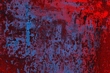 Kırmızı ve mavi renkli grungy duvar, desenli arka plan